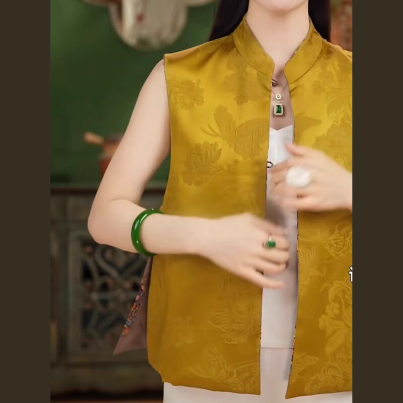 新中式双面穿马甲女批发秋季立领国风背心气质坎肩轻奢贵气马夹女|undefined