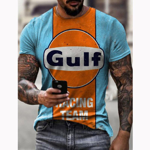  Cross-border International Trade Alphabet Digital Printing Men's T-shirt Summer Best-selling Fashion Brand T-shirt 3D Short-sleeve