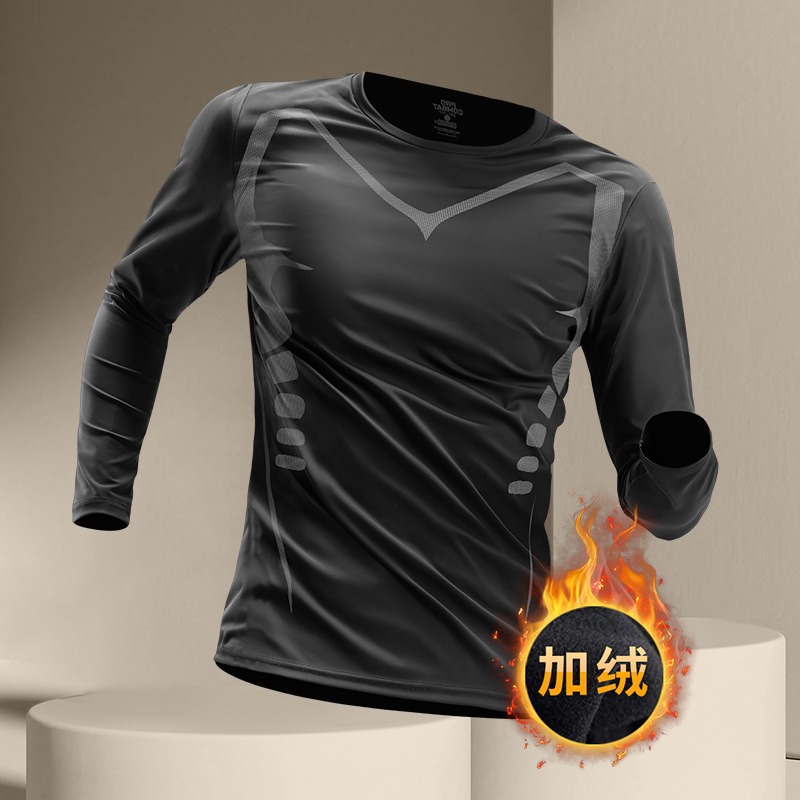 Capa de invierno para hombres con mangas largas con base de tercife seco rápido acondicionamiento físico correr entrenamiento chaqueta de baloncesto ropa interior cálida otoño invierno