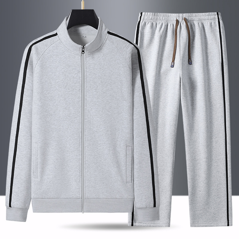 Primavera y otoño transfronterizos con cremallera con solapa delgada suéter para hombres, pantalones casuales, camisetas deportivas para hombres y mujeres, dos piezas