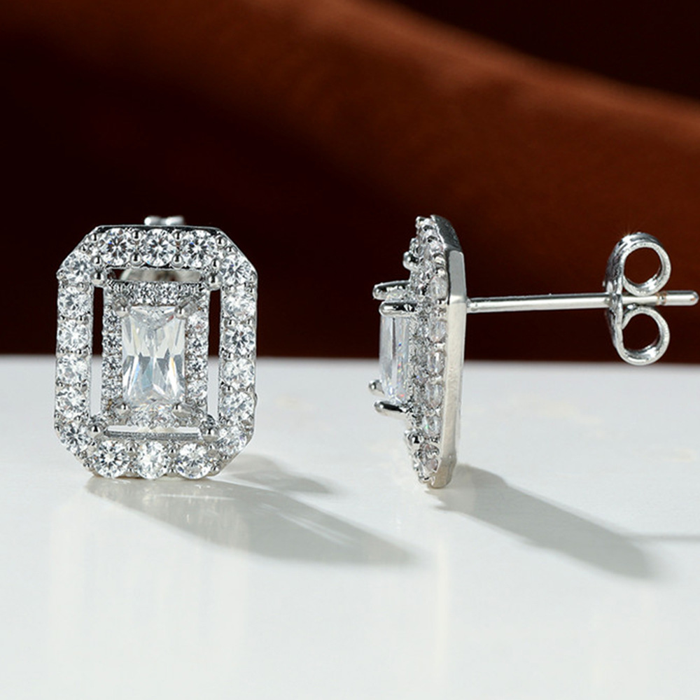 Cao Shi's New Light Luxury Style Hollow Square Diamond Zircon Earrings for Women's Minimalist Geometric Earrings Trend_voghion.com