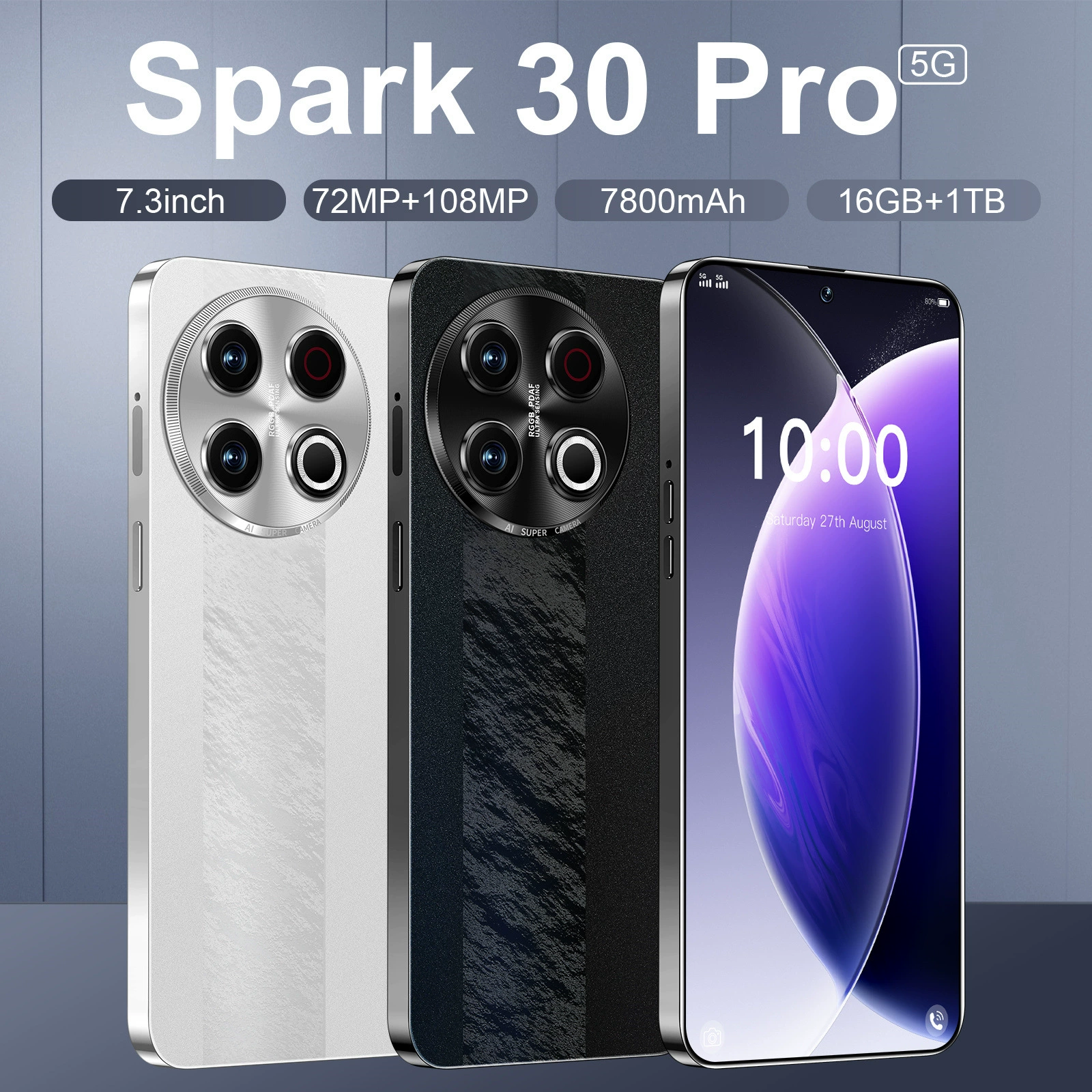 Новый Spark 30 Pro кросс-граничный мобильный телефон 6.6 дюймов с экраном в середине отверстия 2+16ГБ внешний торговый смартфон temu