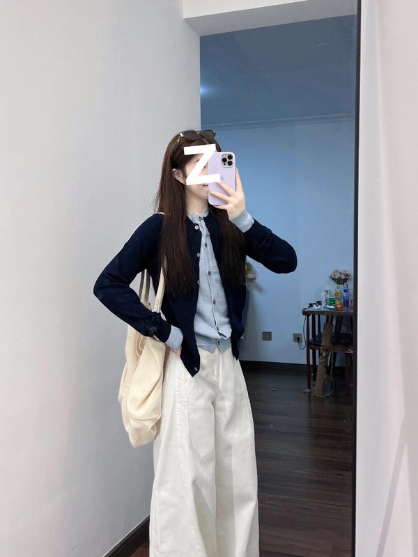 2025韩系撞色假两件针织开衫女早秋设计感毛衣外套秋冬时尚感上衣|undefined