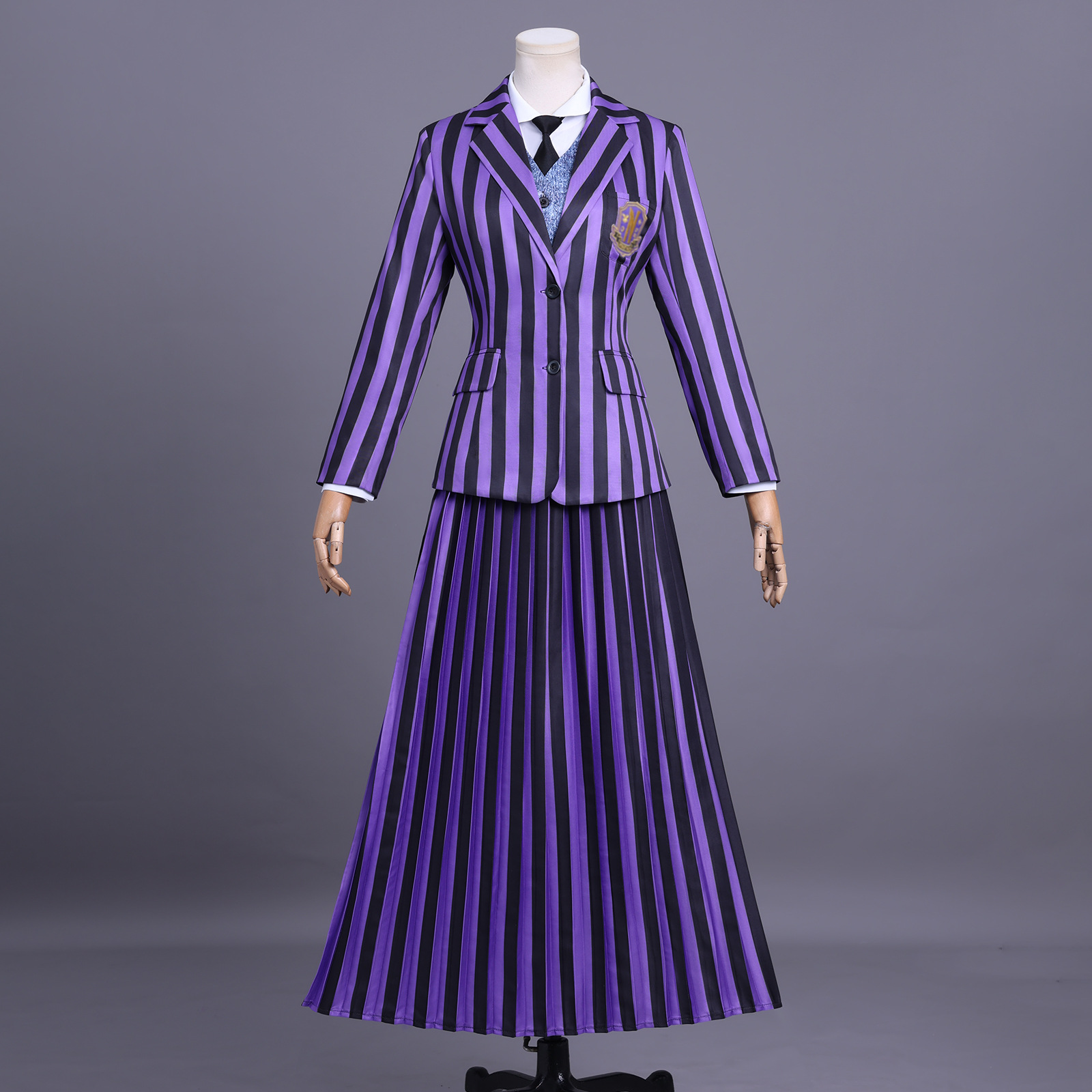 Wednesday Season 2 Cos Purple Long Skirt Girls School Uniform Halloween Cosplay Addams Family Cos Suit