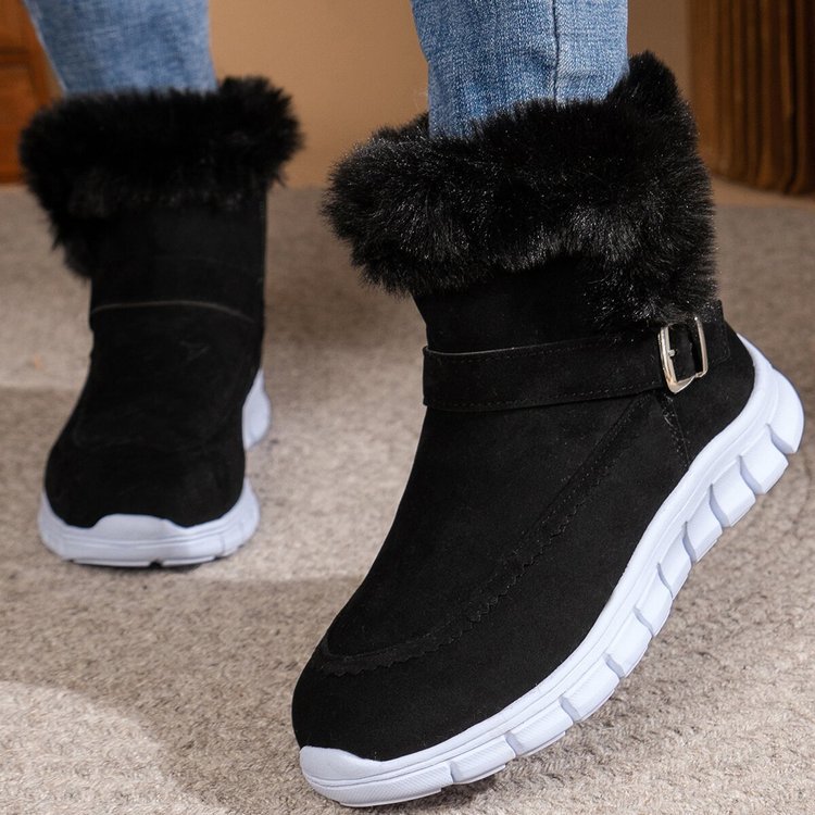 Autumn and Winter New Flat Bottom Warm Outer Wearing Cotton Shoes_voghion.com