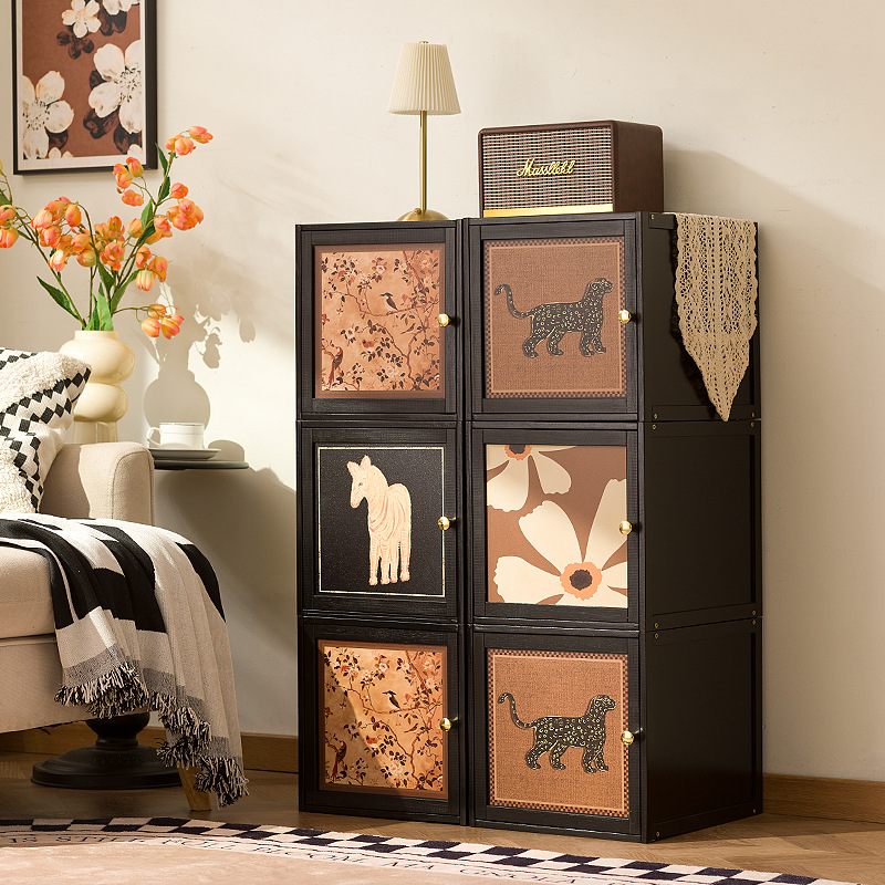 Scandinavian Solid Wood Module Bookcase Living Room Floor-Standing Tv Cabinet Free Combination Display Cabinet Sideboard Free Combination