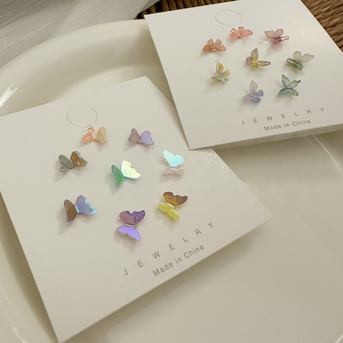 Stylish and Sweet Fairy-Like 3D Butterfly Earrings Set, Made of S925 Silver, Petite and Versatile, Instagram-Inspired Earrings for Cute Girls' Hearts