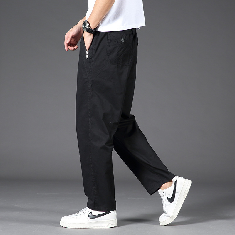 Pantalones de trabajo de algodón transfronterizo de hombre, pantalones largos casuales de piernas largas de primavera y verano delgados para hombres