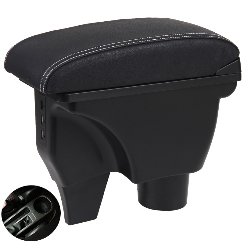 Armrest Box 2014-2017: Toyota Armrest box - genuine-leather-black-white-line