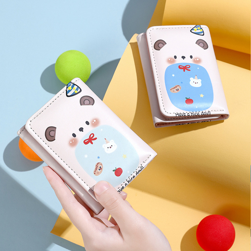 Cute Women's Wallet, Simple Anti-Degaussing, Compact, Large Capacity, Anti-Theft Brush, Multi-Function, Multi-Card Slot, Ins Niche Leather