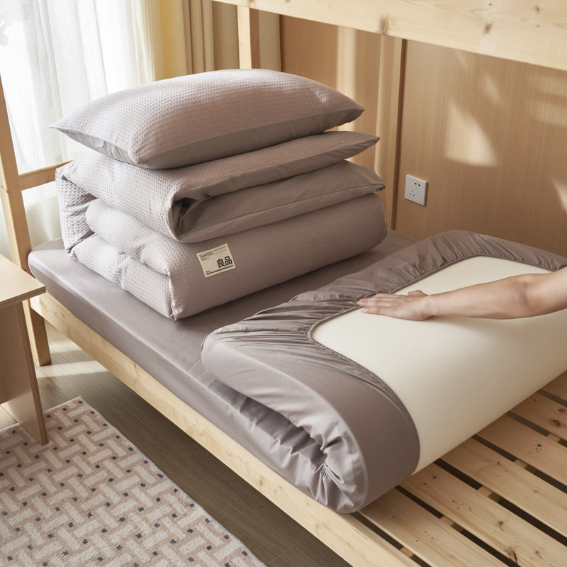 Juego de cama de dormitorio de estudiantes de gofrage de algodón puro de tres piezas 2025 nuevo verano sábana simple ropa de cama