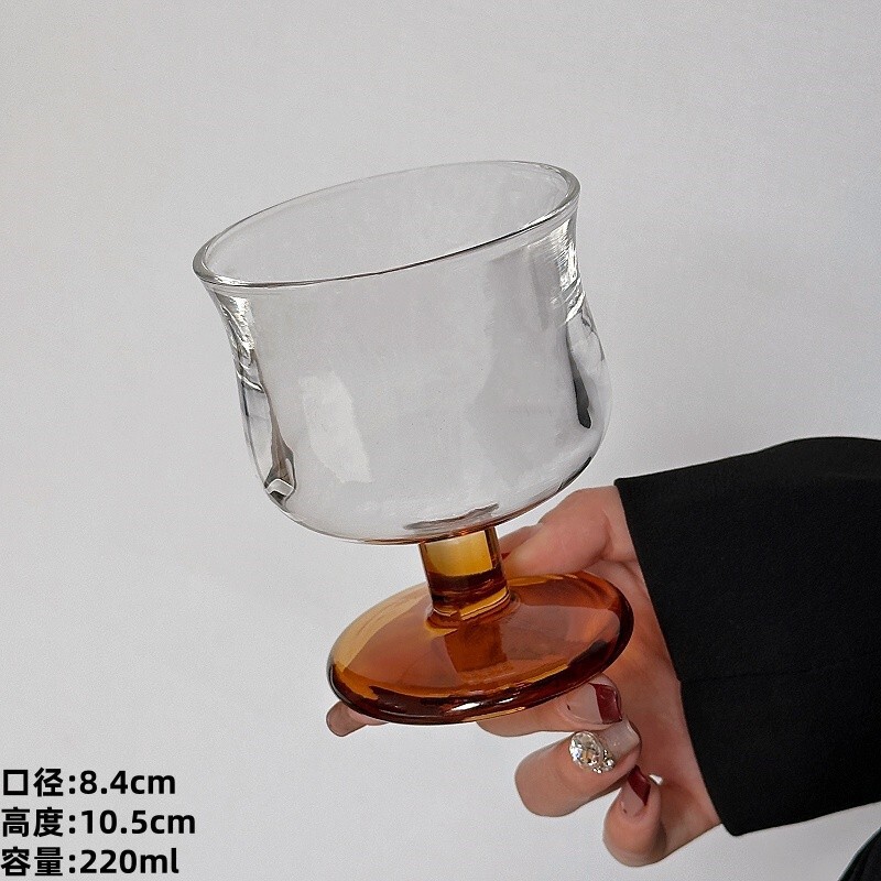 大衆中古杯ブラウン底丸脚低脚杯シャンパンワイングラスコーヒーカップジュースカップ飲料カップ|undefined