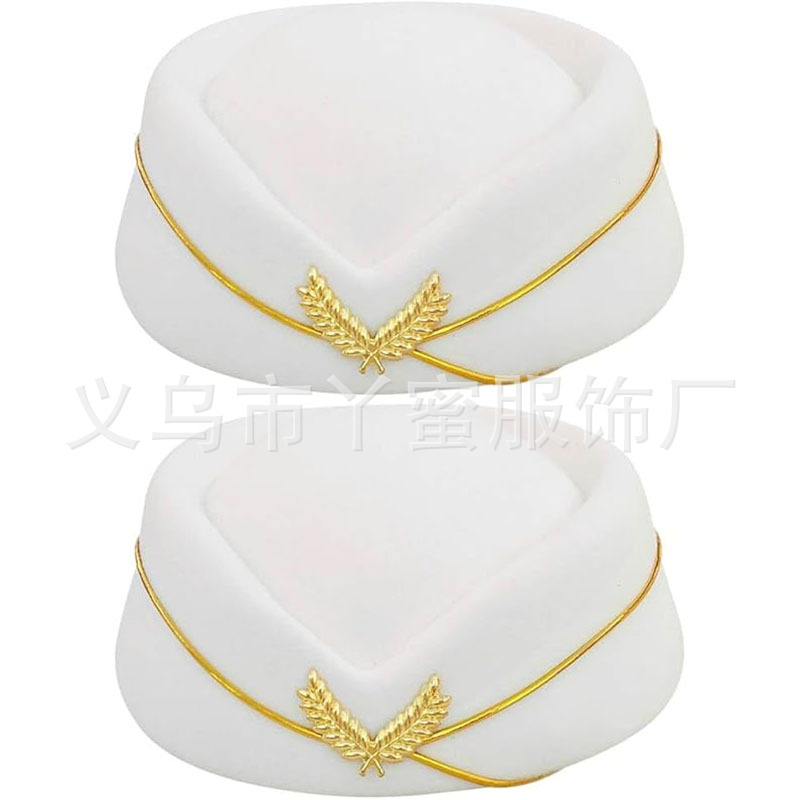 Sombrero de asistente de vuelo blanco de 2 piezas