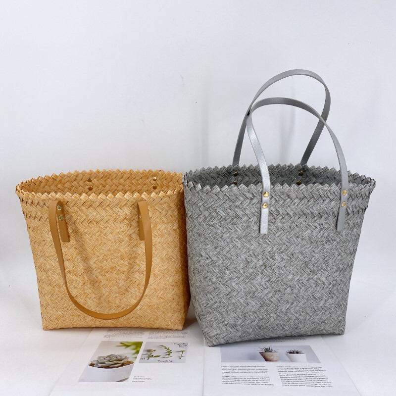 Factory supply colorful storage basket plastic portable vegetable basket handmade woven bag woven vegetable basket large favorably