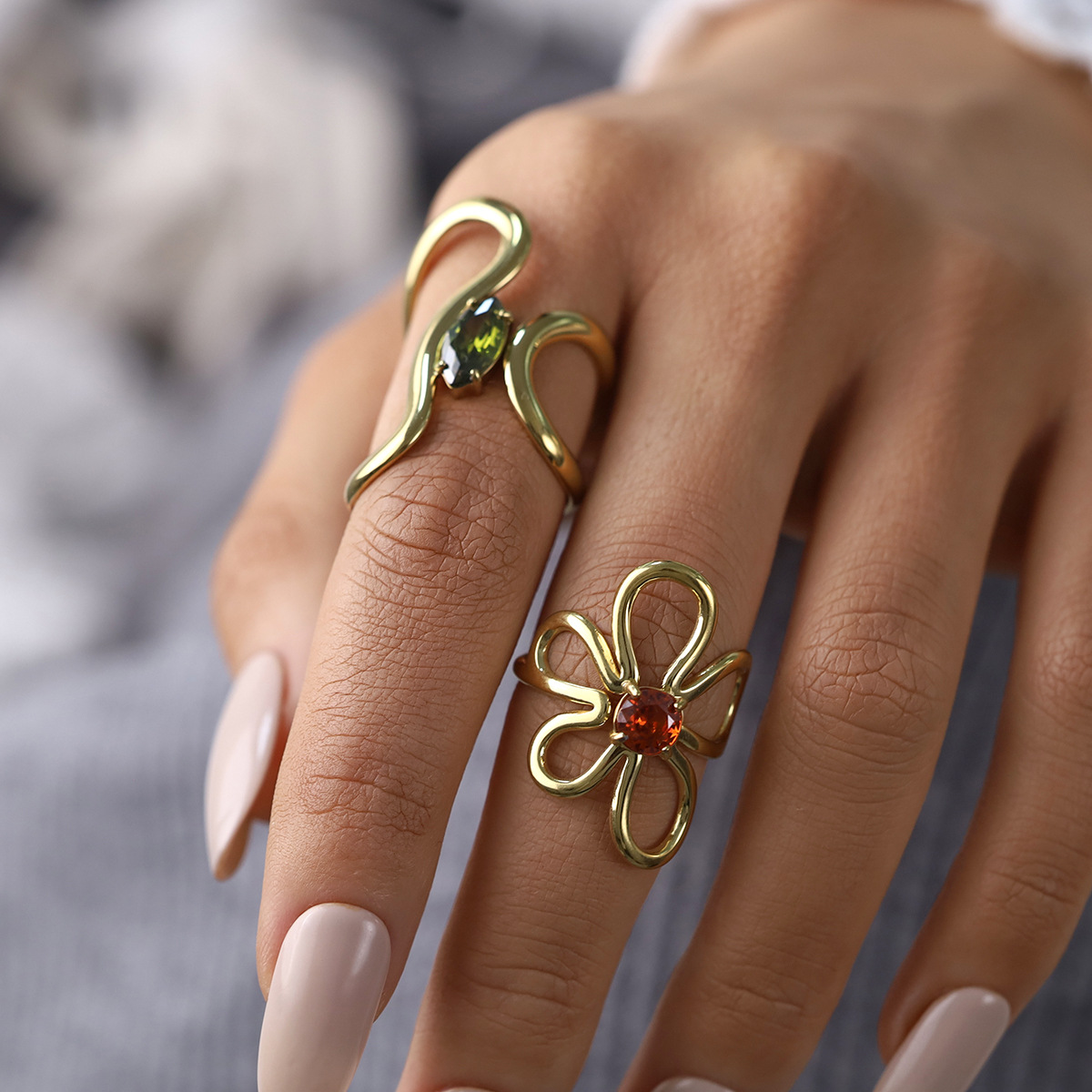 brand universal design ring with stone stainless steel with zircon