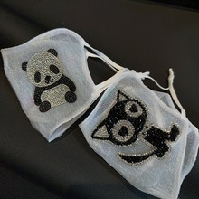 5460满钻猫咪熊猫人鱼姬底口罩