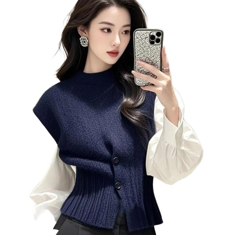 收腰叠穿马甲2025新款毛衣女春秋新款坎肩针织背心漂亮上衣潮|undefined