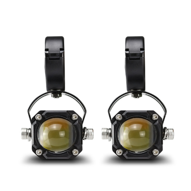 faro de motocicleta de alto alcance faro de motor eléctrico externo faro LED parpadeo de doble lente láser pequeño cañón de acero