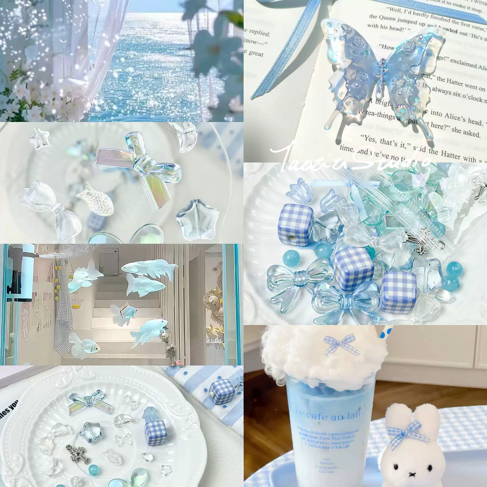 Синий бант в иностранном стиле, маленькая рыбка, звезда, свободные бусины, ручная работа, подвеска из бисера, браслет, ожерелье, аксессуары, материал