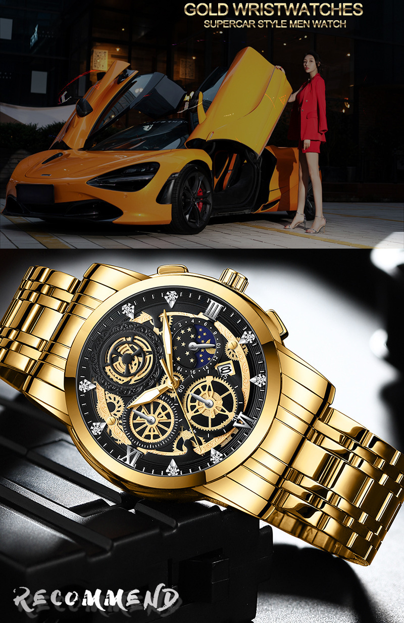 Jahr Sonne Mond Stern Herrenuhr Hohlkalender Tourbillon Quarz wasserdichte Uhr Herrenuhr_voghion.com