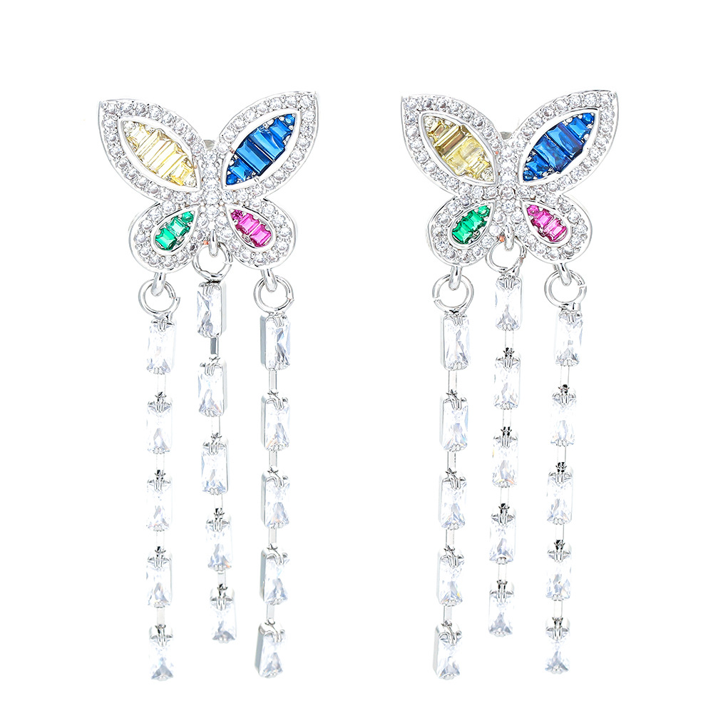 14g Weight Earrings Event & Party Supplies Fashion Butterfly Copper Drop Earrings Inlay Zircon Copper Earrings