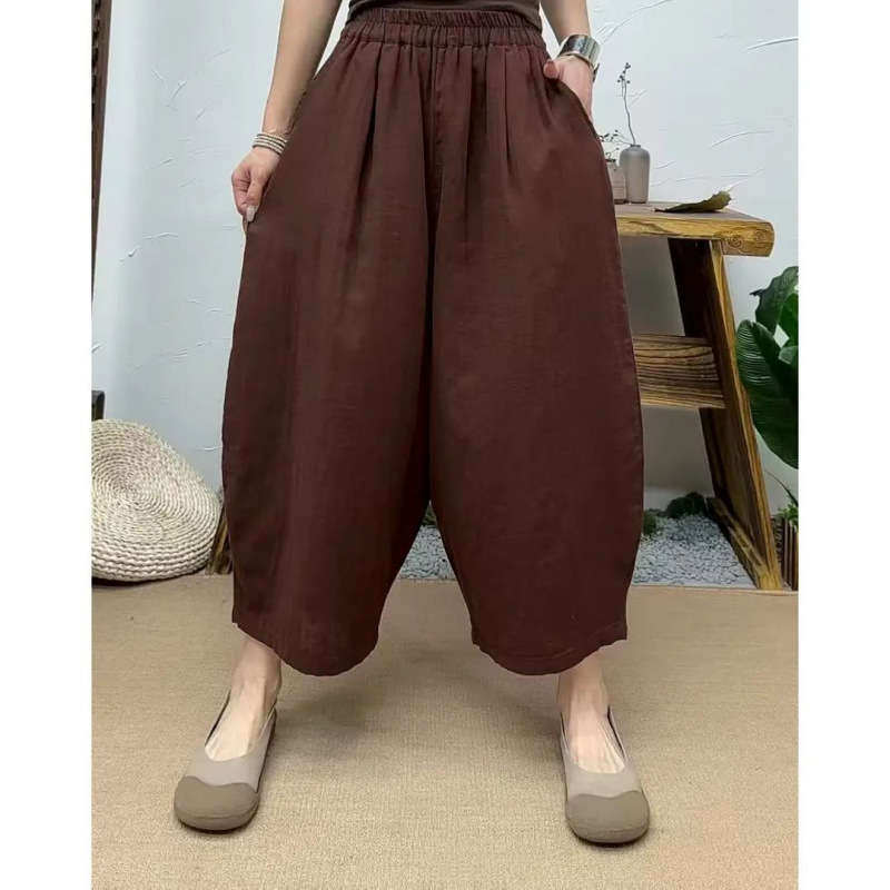 221 Cotton Double Yarn Casual Pants for Women, Loose Fit 45-80kg