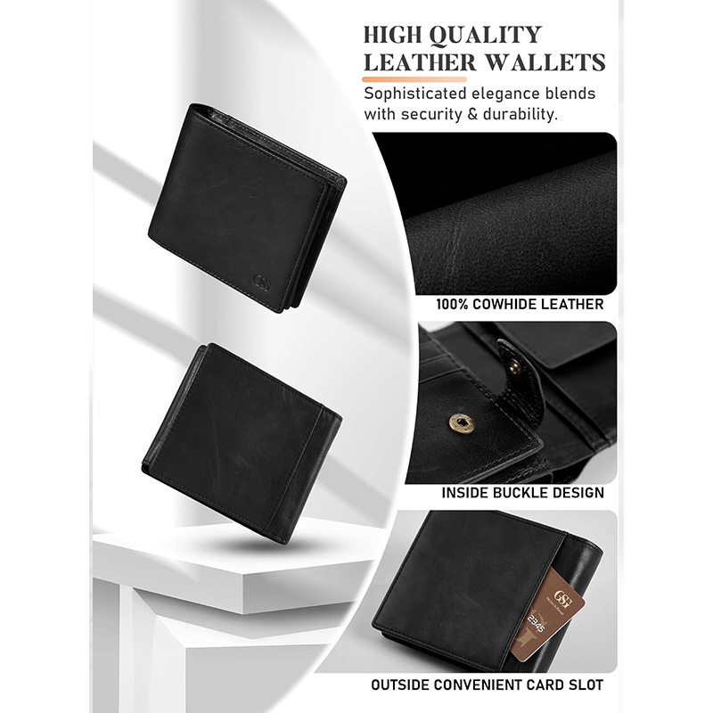 Monedero Cartera de cuero de gran capacidad para hombres Bolsa de monedas de sentido avanzado para hombres Cartera de cuero antirrobo Personalización