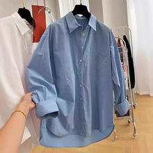 2025夏季新款高级感洋气别致棉布宽松长袖衬衫女纯棉chic上衣小衫