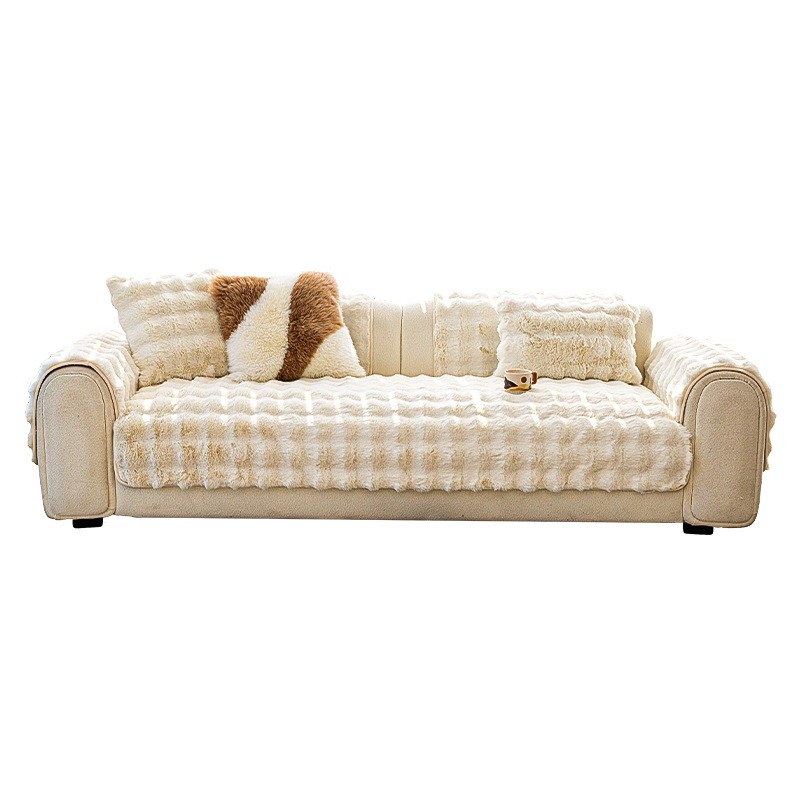 Cojín de sofá de alto nivel de invierno 2025 nuevo tipo de peluche invierno otoño engrosado cojín de sofá toallas antideslizantes