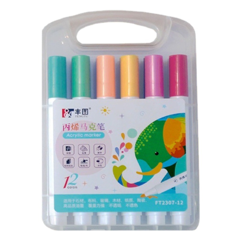 Acrylic Marker Pen Set Water-based Waterproof Non-transparent Color Student Children Boxed Painting Watercolor Pen Art Marker Pen