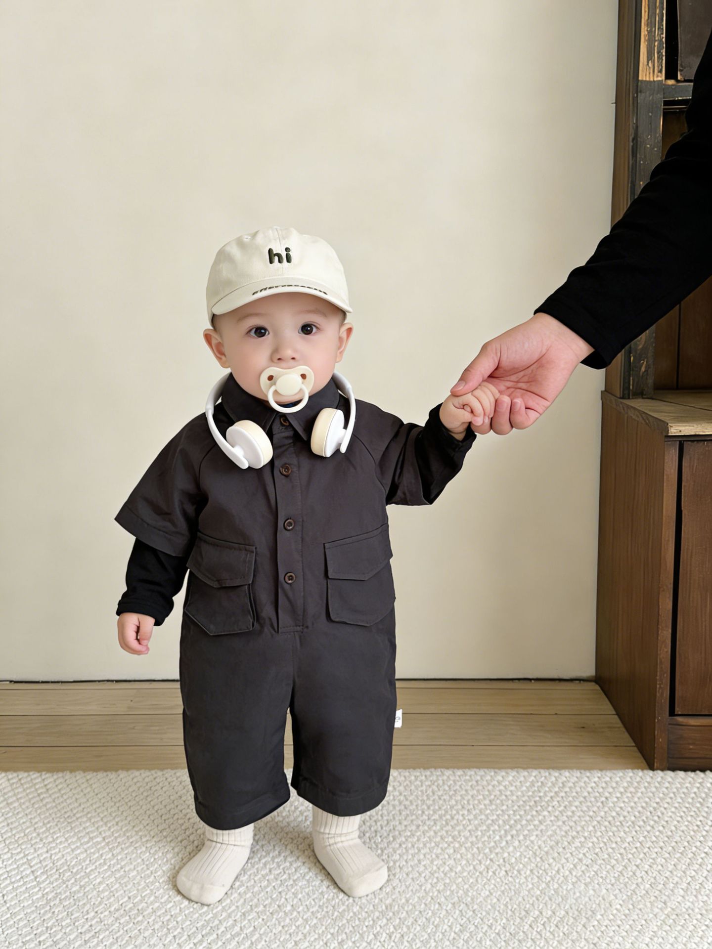 Ropa infantil coreana guapo hombre bebé primavera moda falsa dos piezas unidad de ropa de bebé nuevo viento ropa de escalada