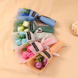 Mother's Day 3 Soap Rose Bouquet Simulated Flower Mother's Day Gift for Teacher and Girlfriend Push Gift Hand