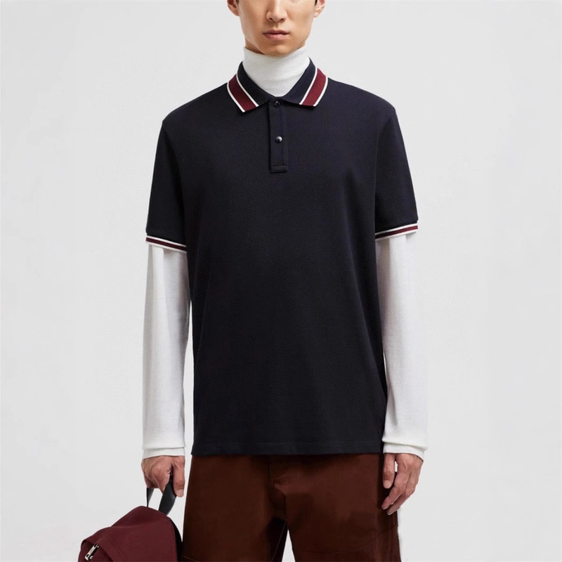 European and American High-End 25 Spring and Summer New Classy Business Casual Contrast Collar Short-Sleeved Mc Mongolian High-End Polo Shirt for Men