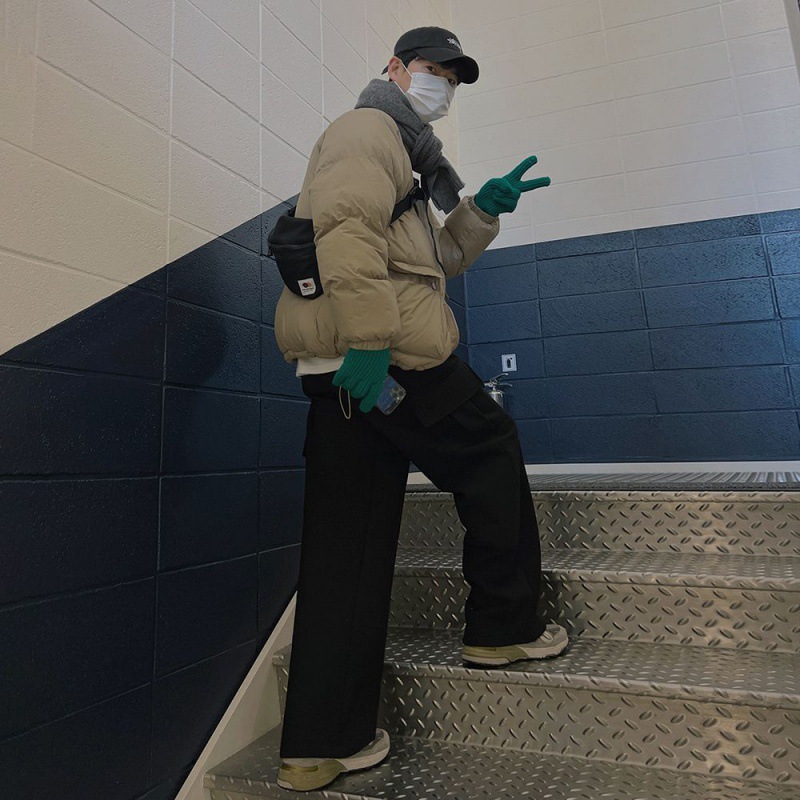 MYQ collar de pie Chaqueta de algodón acolchado invierno de los hombres Nuevo estilo coreano de moda retro engrosada chaqueta acolchada de algodón suelta chaqueta acolchada de algodón caliente