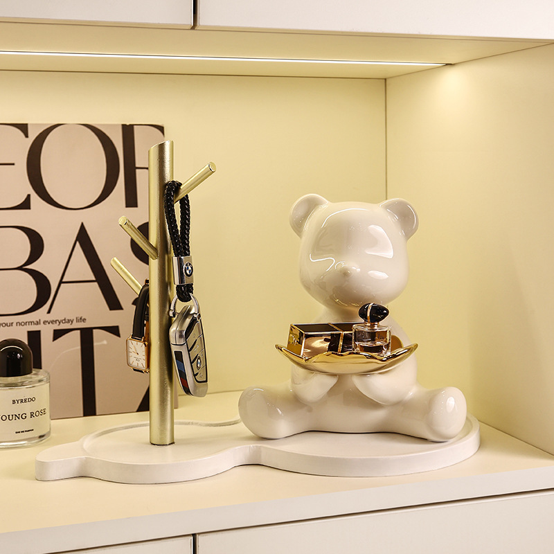 Bei Hanmei Style Violent Bear Key Chain Wine Cabinet Porch Storage Ceramic Ornaments Hot Purchase One Piece Drop Shipping