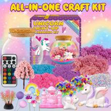 跨境儿童手工玻璃瓶盲盒造景树脂玩具太空沙LED小夜灯DIY鱼缸礼盒