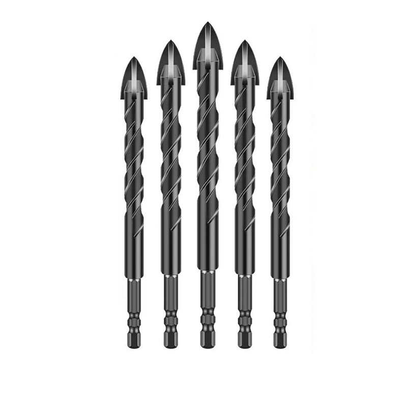Extended hexagonal twist cross drill, electric drill bench drill bit, carbide hexagonal thread cross drill bit