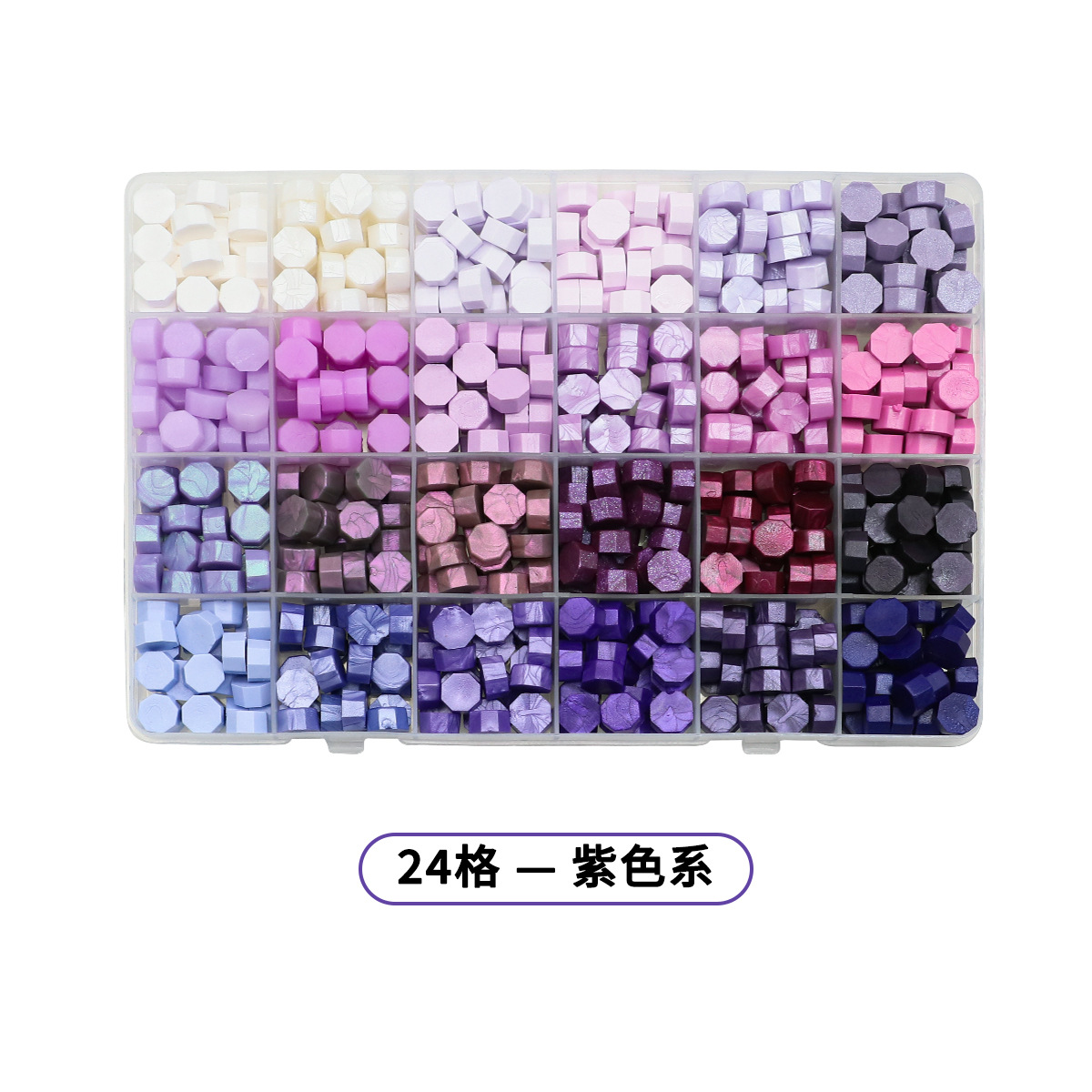 Set de Cuentas de Cera para Sellos Octagonales de 24 Compartimentos Multicolor