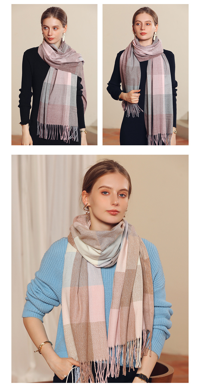 Fashionable Versatile Scarf Plaid Contrasting Cashmere Scarf Comfortable Fresh Sweet Shawl Scarf For Women_voghion.com