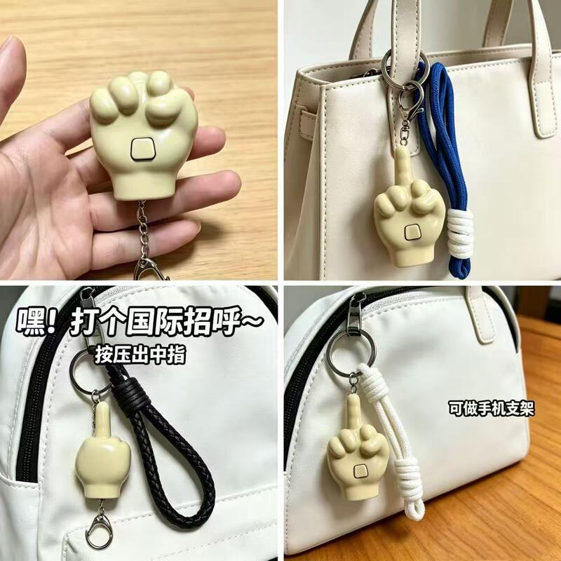New Popular Model Middle Finger International Gesture Keychain Prank Toy Funny Bag Pendant Small Gift Phone Stand