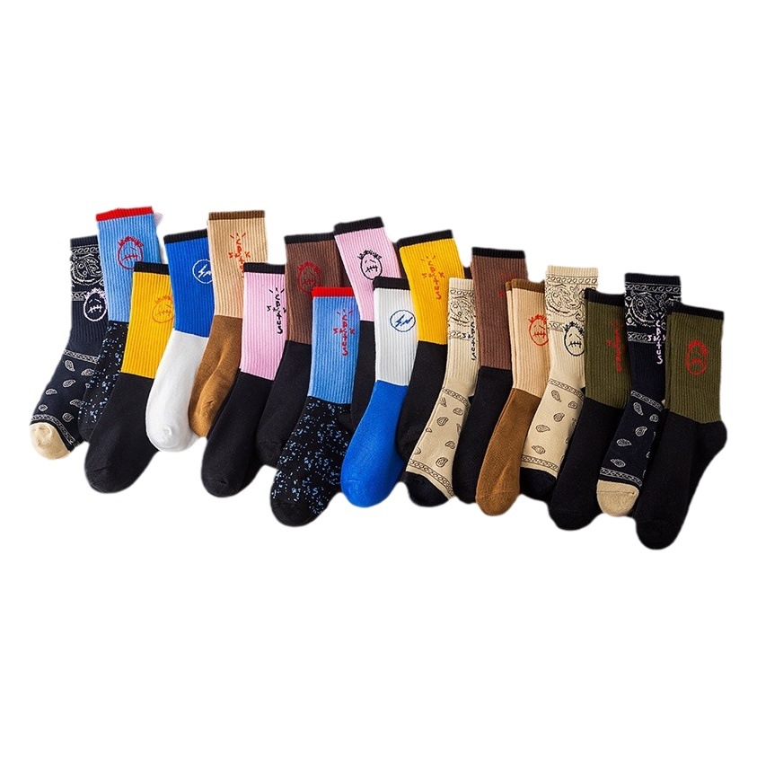 Calcetines de marca de moda europea y americana AJ1 gancho TS nombre conjunto ocio deportes medias moda calcetines hombres y mujeres mismo estilo