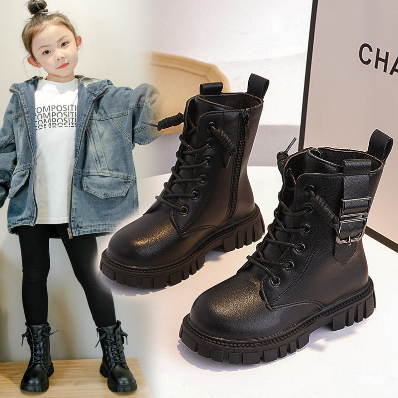子供用マーティンブーツ 女の子用ブーツ 秋冬2025新作 韓国風 イギリス風 中高生 女の子 プリンセス レザーショートブーツ|undefined