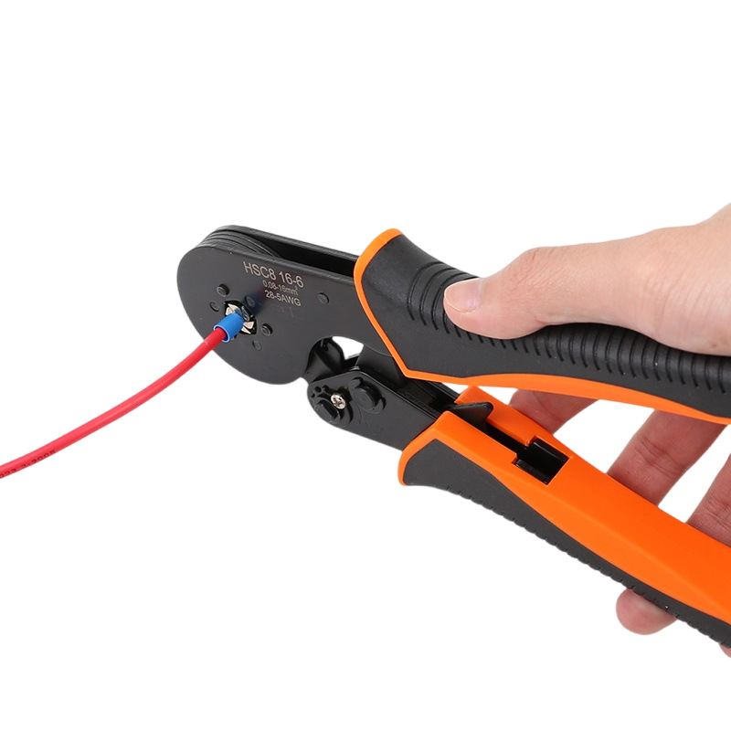 압착 펜치 16-6 주황색 및 검정색 미끄럼 방지 손잡이