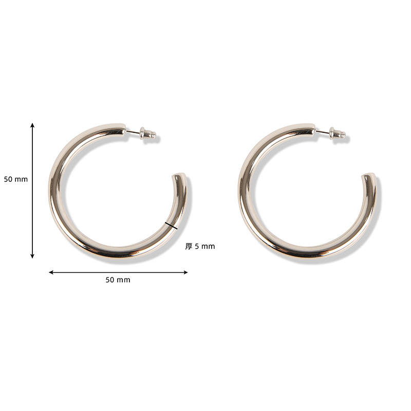 Pendientes de aro fino abierto chapados en oro, estilo INS, aros huecos en forma de C de acero inoxidable, venta al por mayor estilo francés