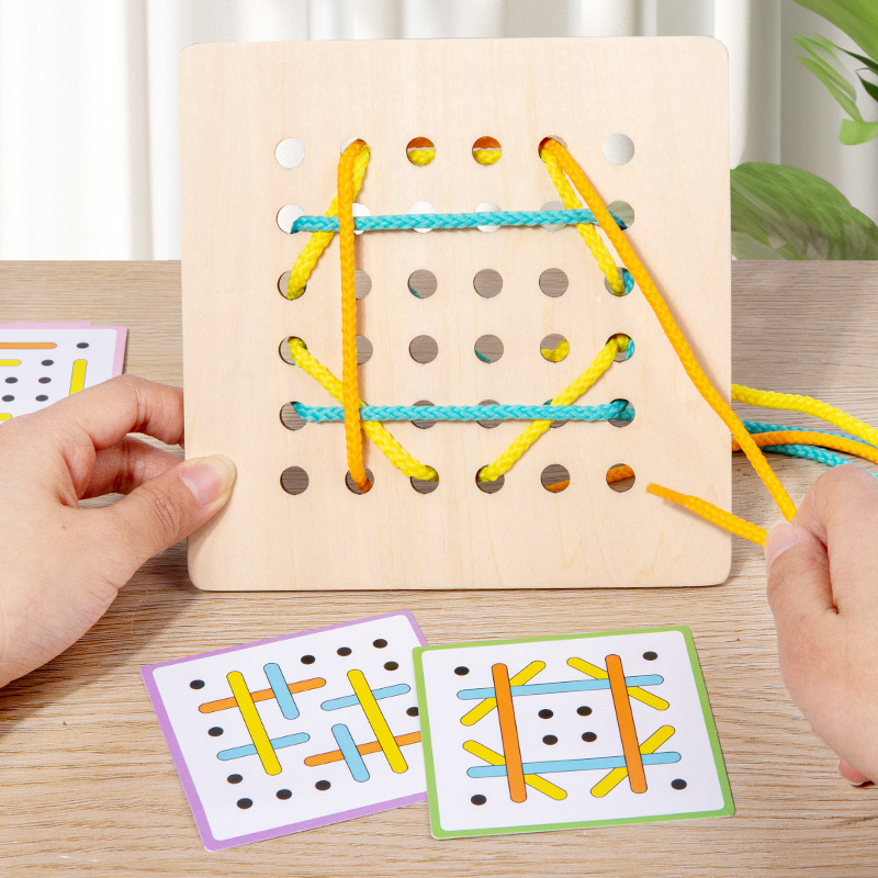 Montessori educación temprana niños doble patrón de batalla cuerda juego ejercicio bebé mano-ojo coordinación capacidad juguetes educativos