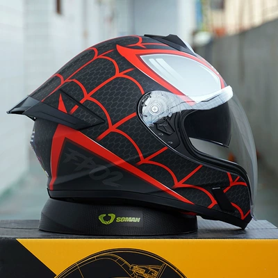 Pedal Electric Vehicle 3C Certification Motosiklet kaskı (dəbilqə) - spider-man-day-and-night-aurora-lenses-transparent-lenses-anti-fog-stickers-ice-sleeves-cycling-mask-m