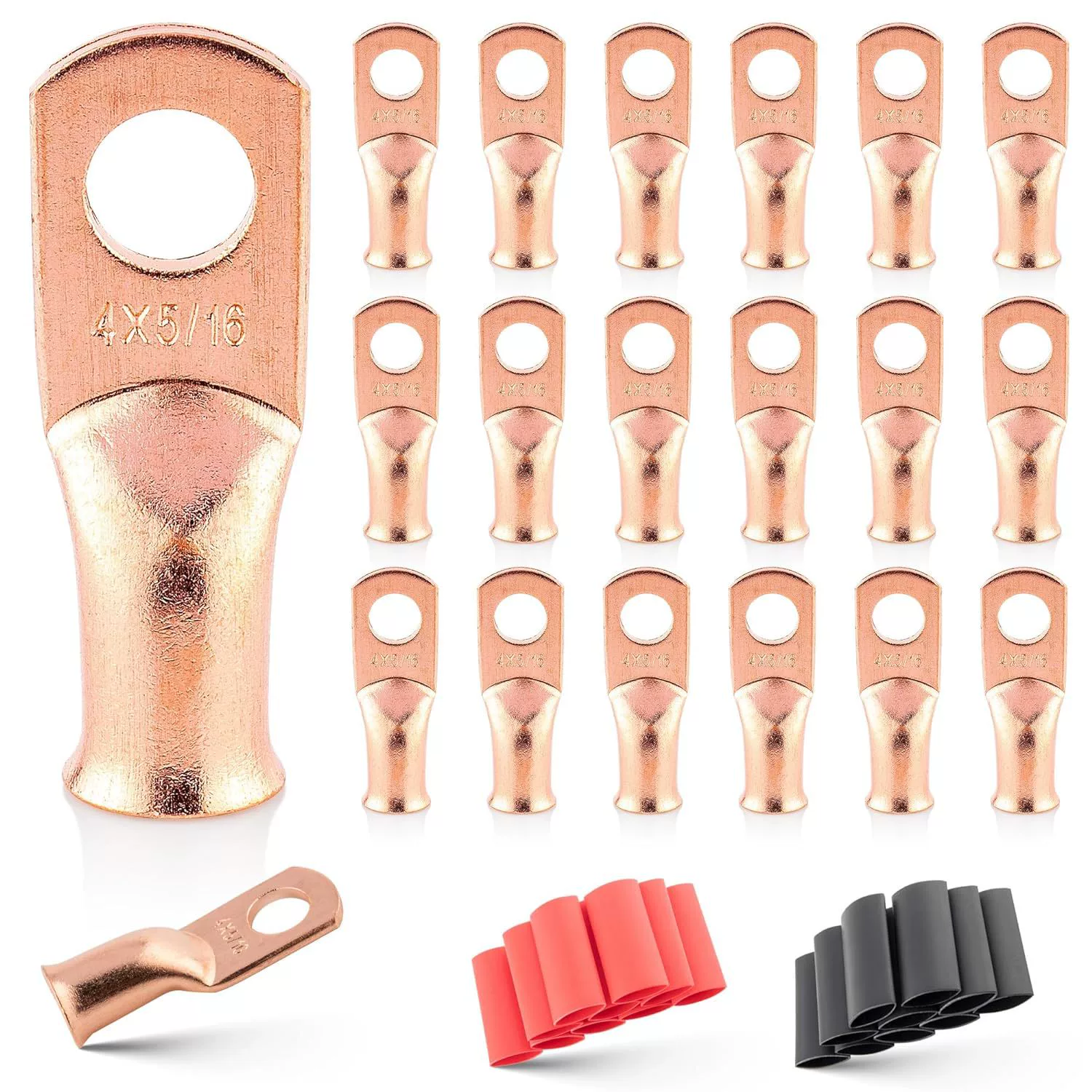 RED WOLF 4 AWG 5 \/16 "(M8) 20PCS Wire Lugs Ring Terminal