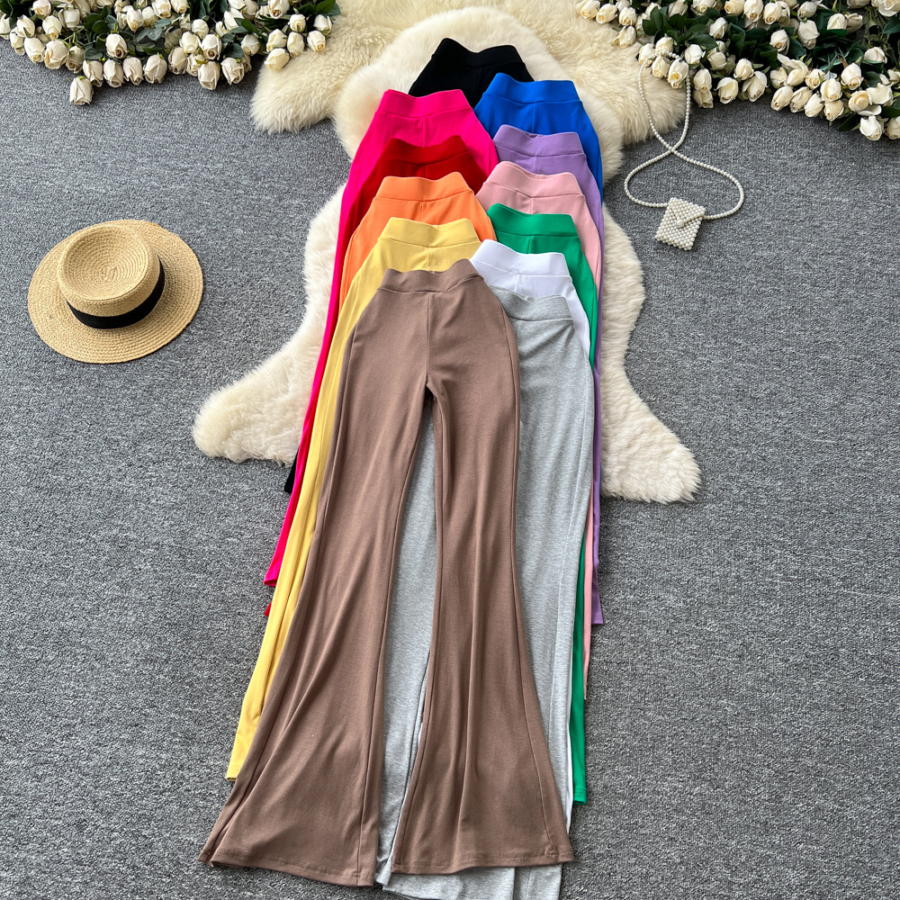 European and American Ins Style Women's Autumn Outfit Pure Desire Spicy Girl Elastic Waist Slim Fit Hip-Hugging Flared Long Pants Sports Yoga Pants