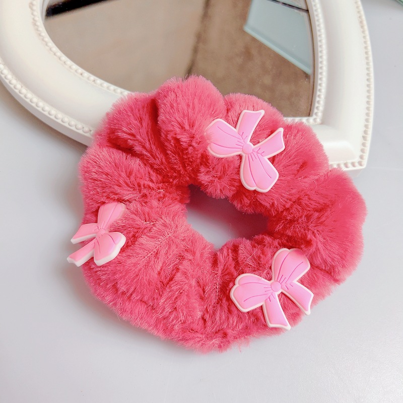 Dopamina dulce y picante Barbie Rosa mullida carta intestino grueso banda de pelo chica princesa cuerda de pelo Rosa rojo blanco tocado