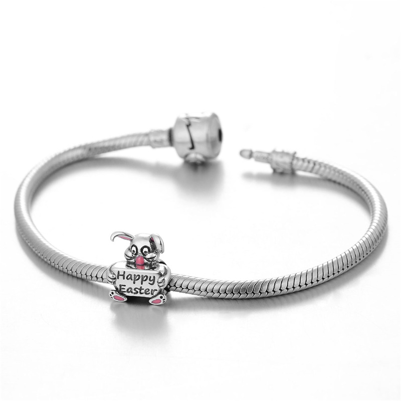 1 Piece Hip-hop Heart Shape Skull Sterling Silver Enamel Inlay Beads Jewelry Accessories display picture 7